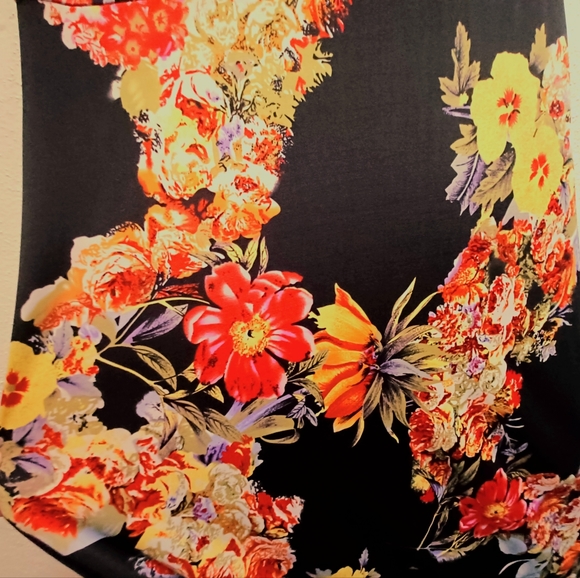 Beautiful floral maxi dress with stretch, L or XL - Picture 3 of 4